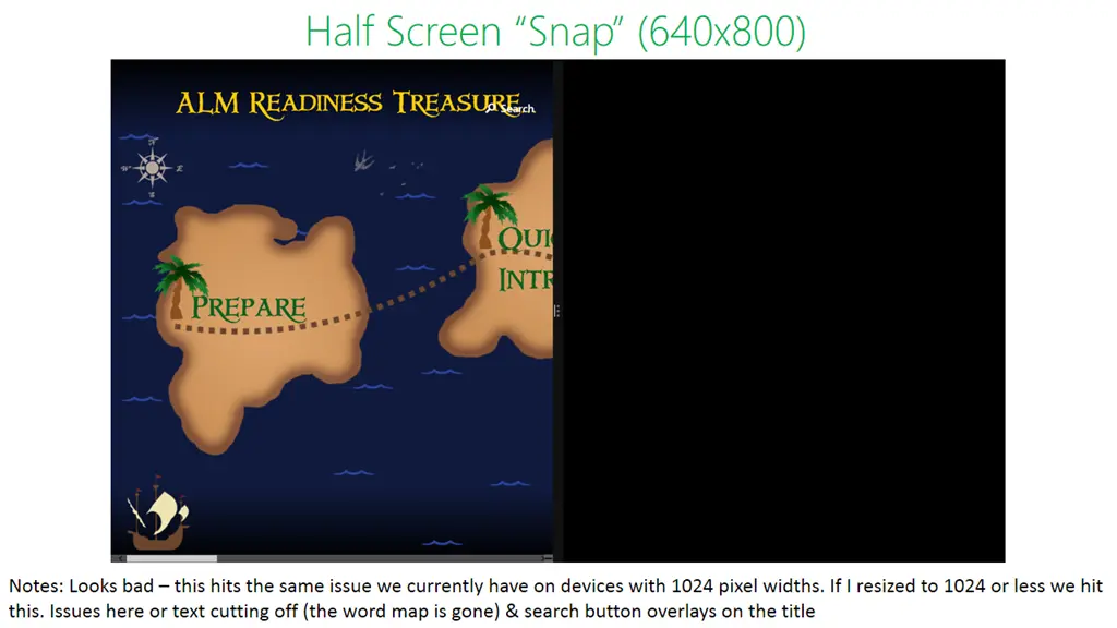 Treasure map UI @ 640px width