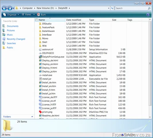 Files on the installer