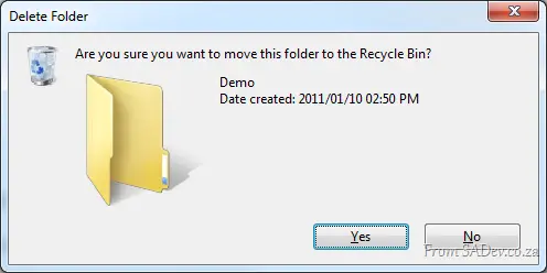 Delete folder UI
