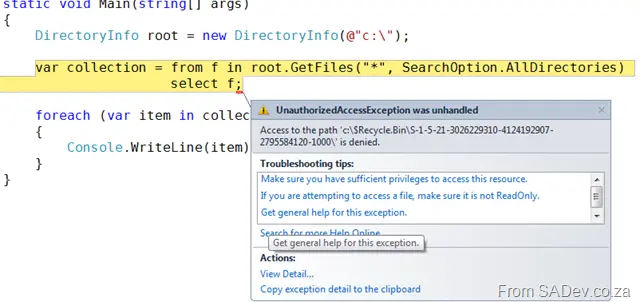 The unexpected exception