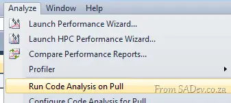 Code analysis command in VS